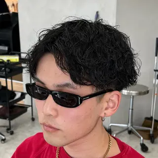 ショート パーマ メンズ メンズパーマ/波巻き 新潟/万代/夏芽🎀のヘアスタイル