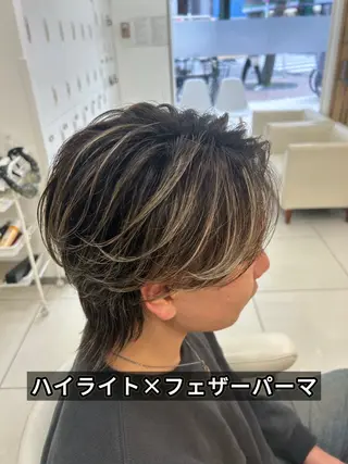 ミディアム カラー パーマ メンズ 髪質改善/艶カラー/ メンズパーマ/鈴木のヘアスタイル