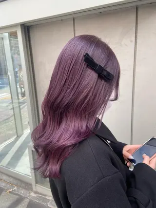 セミロング カラー ワインレッド 🍒KAHOのヘアスタイル