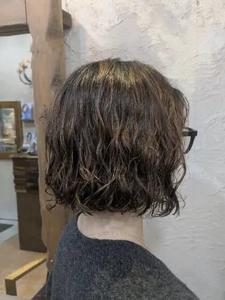 ミディアム パーマ ボブパーマ/メンズ カワカミサトミ🐨のヘアスタイル