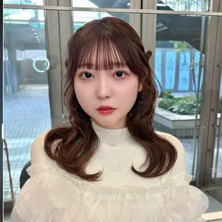 セミロング カラー 𝒎𝒐𝒆🩰 名駅/ヘアメ/暖色♡のヘアスタイル