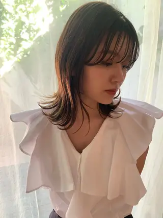 セミロング 韓国風ヘア🐰 長谷川のヘアスタイル