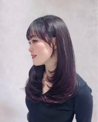 セミロング カラー パーマ suzuka/透明感 カラー 美髪縮毛矯正のヘアスタイル