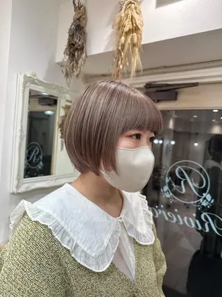 ショート cinq PROJECT所属・ミルクティーベージュ /三村克彦のヘアスタイル