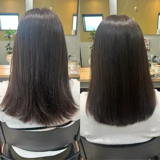 セミロング パーマ hub hair レイヤー/透明感のヘアスタイル