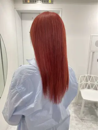 ロング カラー ワンカラーでできる 暖色カラーゆいりのヘアスタイル