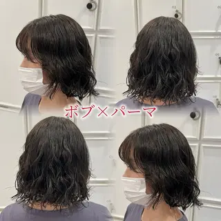 ミディアム パーマ 🫧メンズカット カラー/愛莉🫧のヘアスタイル