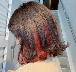 ミディアム カラー ヘアアレンジ メンズ 女性専用サロン梅田 髪質改善カラーakiのヘアスタイル