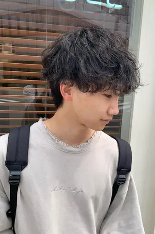 ミディアム パーマ 園田 将士のヘアスタイル