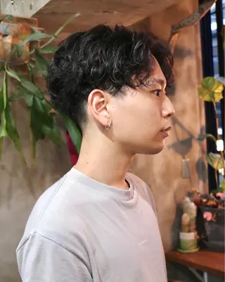 ショート パーマ メンズ 木村陸弥 似合わせ 透明感カラー🌿のヘアスタイル