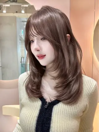 ミディアム ブリーチなし髪質改善 🎀はのん 韓国ヘアのヘアスタイル