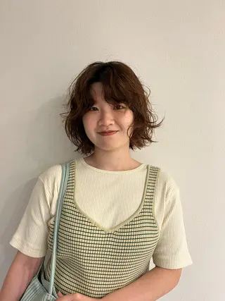 ミディアム パーマ メンズハイトーン/栄 /イトウタケルのヘアスタイル