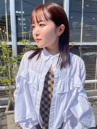 ミディアム カラー パーマ ヘアアレンジ ❣️倉敷❣️美髪 カラー能登一成のヘアスタイル