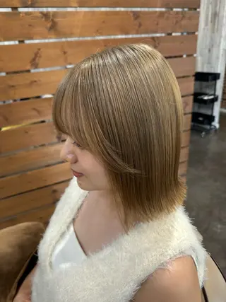 ミディアム カラー Salon de Qualia(サロンドクオリア)所属・杉下　涼/ハイトーン /髪質改善/パーマのヘアスタイル