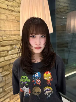 ミディアム hair make BEHIVE ichibancho AVEDA所属・渡邉  日向子 🌙レイヤー・パーマのヘアスタイル