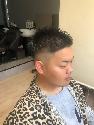 ショート カラー パーマ メンズ kiitos所属・関西センターパート メンズモデル募集のヘアスタイル