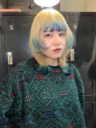 ミディアム ハイトーンカラー🍑 心斎橋のヘアスタイル