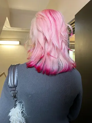 ミディアム カラー ヘアアレンジ 丸山渉/パーマ エフェクトブリーチのヘアスタイル