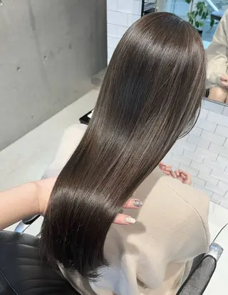 ロング カラー パーマ ヘアアレンジ 透明感/オリーブ/ グレージュ/YUKAのヘアスタイル