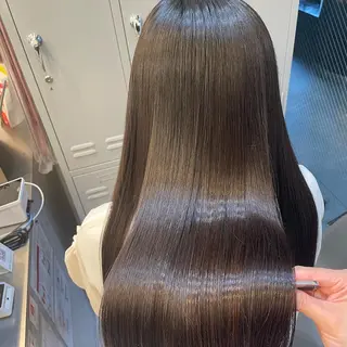 セミロング カラー 髪質改善× ハイライト溝江のヘアスタイル