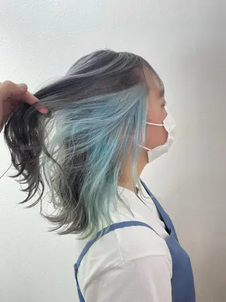 ミディアム カラー Beleza 渋谷所属・Kazusa/渋谷/ エクステ/ハイトーンのヘアスタイル