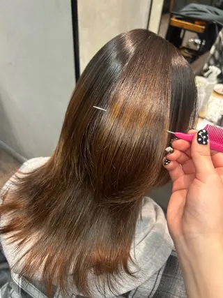 セミロング 透明感カラー/縮毛/ chino🍀のヘアスタイル