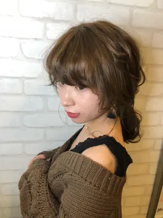 ミディアム カラー パーマ ヘアアレンジ メンズ キッズ ネイル マツエク・マツパ premier modelsのヘアスタイル