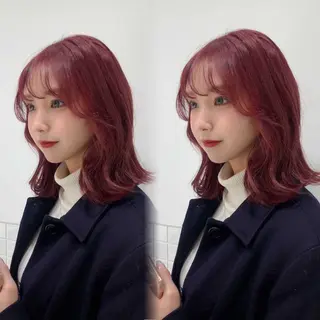 ミディアム カラー ハッシュカット レイヤー池袋のヘアスタイル