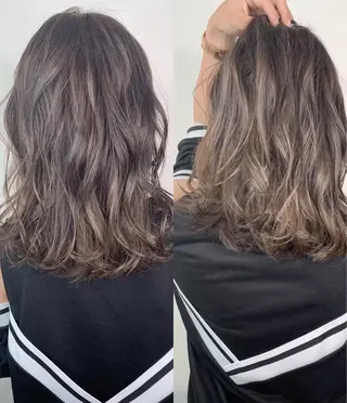 セミロング カラー _WHITE 高槻のヘアスタイル