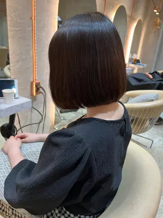 ショート カラー ボブ/巻ける縮毛矯正 /韓国レイヤーはなのヘアスタイル
