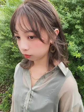 ミディアム 【髪質改善・艶髪 ・ハイライト】ハナカのヘアスタイル