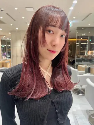 セミロング 🫧暖色愛され透明感 🍒カラー千優のヘアスタイル