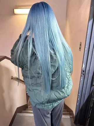 ロング カラー ヘアアレンジ 丸山渉/パーマ エフェクトブリーチのヘアスタイル