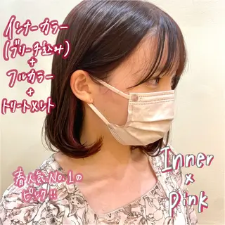 ミディアム カラー 暖色艶color / ボブ🦩Rioのヘアスタイル