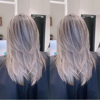 ロング カラー オフホワイトアンドなんば所属・福西 洋斗のヘアスタイル