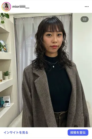 ミディアム パーマ 松村 澪里のヘアスタイル
