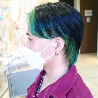 メンズ カラー 渡辺 愛枝/艶カラー🩵のヘアスタイル