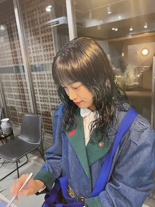 セミロング パーマ ボブパーマコテ巻き風 パーマNo1深江秀平のヘアスタイル