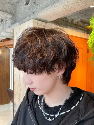 ショート カラー パーマ メンズ 透明感カラー/艶感/ メンズパーマ/福島のヘアスタイル