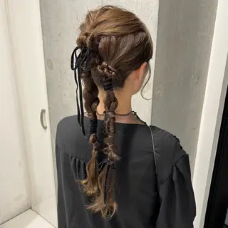 ロング ヘアアレンジ riko/レイヤー/ 艶カラー/ヘアセットのヘアスタイル