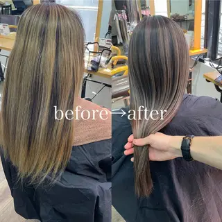 ミディアム カラー ヒカ/外国人風 デザインカラーのヘアスタイル