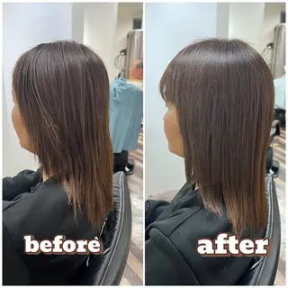 セミロング 髪質改善/マツパ 垢抜け透明カラー衣笠のヘアスタイル