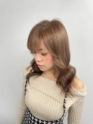 セミロング 𝙃𝘼𝙍𝙐🎀 韓国×エクステのヘアスタイル