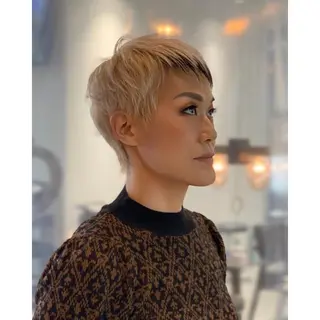 ショート カラー パーマ ヘアアレンジ メンズ キッズ BRAIDS💎愛子 大人ハイライト💎のヘアスタイル