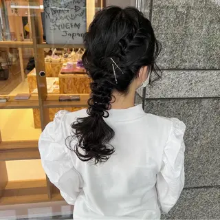 セミロング カラー ヘアアレンジ ブリーチなしWカラー ヘアセット🎀はるかのヘアスタイル