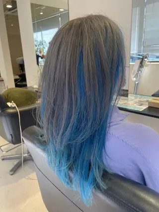 セミロング カラー NINE+/代表 ブリーチ特化型サロンのヘアスタイル