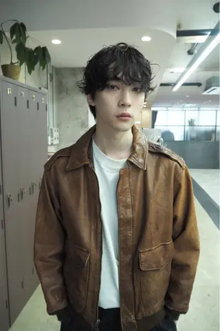 ショート パーマ メンズ 愛加メンズパーマ・ ボブ・ピンクカラーのヘアスタイル