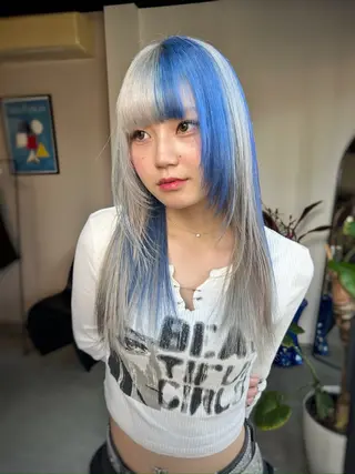 ロング カラー 🌈ハイトーン・デザ インカラー陽樹🌈のヘアスタイル