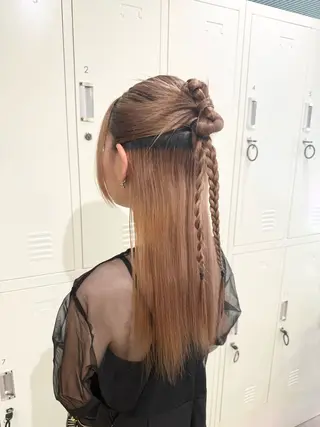 ロング ヘアアレンジ アレンジ🎀暗髪🥣 FACE。らんのヘアスタイル