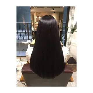 セミロング ロング カラー アオガミ （前髪顔周りカット）のヘアスタイル